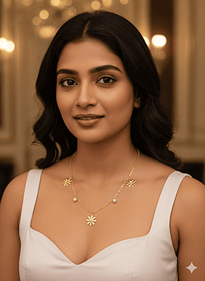 Necklace Gold Star with pearl