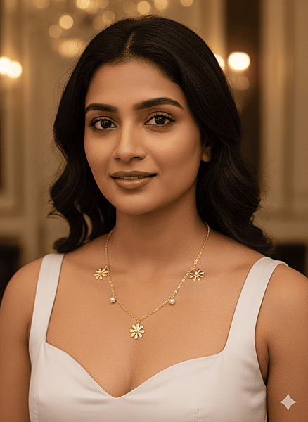 Necklace Gold Star with pearl