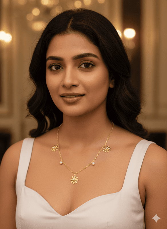 Necklace Gold Star with pearl