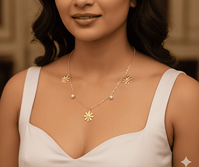 Necklace Gold Star with pearl