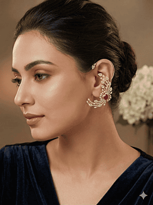 Majestic Ruby & Diamond Winged Ear Cuffs