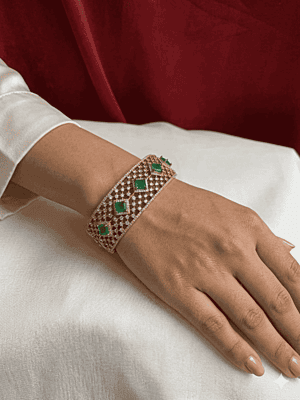Elegant Emerald and Diamond Cuff Bracelet Elegant Emerald and Diamond Cuff Bracelet