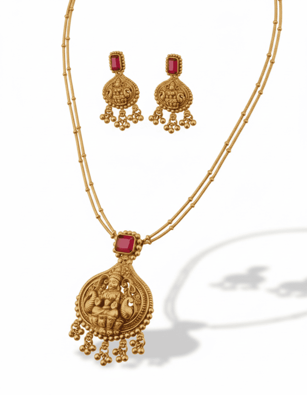 Lakshmi Temple Pendant short chain Set