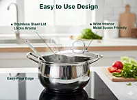 Granny Kitchen India Gold Triply Stainless Steel Casserole with Lid, Belly Shape Handi,