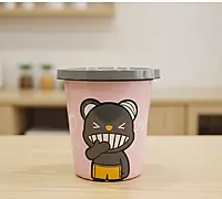 Pink Plastic Bin with Wacky Cartoon Animal Design