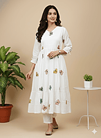Mul Cotton Butterfly Frock White