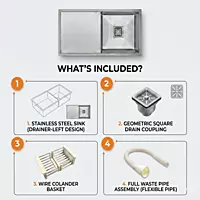 Premium Handmade Single Bowl Sink with Integrated Drainboard