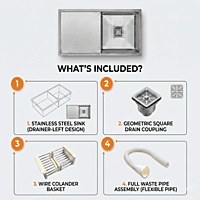 Premium Handmade Single Bowl Sink with Integrated Drainboard