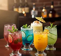 Set of 6 YERA PRIMA GALWAY ZEST Footed Glass Juice/Water