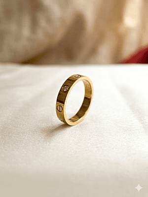 Gold Plated Diamond-Accented Screw Motif Band Gold Plated Diamond-Accented Screw Motif Band