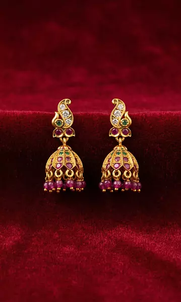 Multicolor CZ Jhumka Drop Earrings