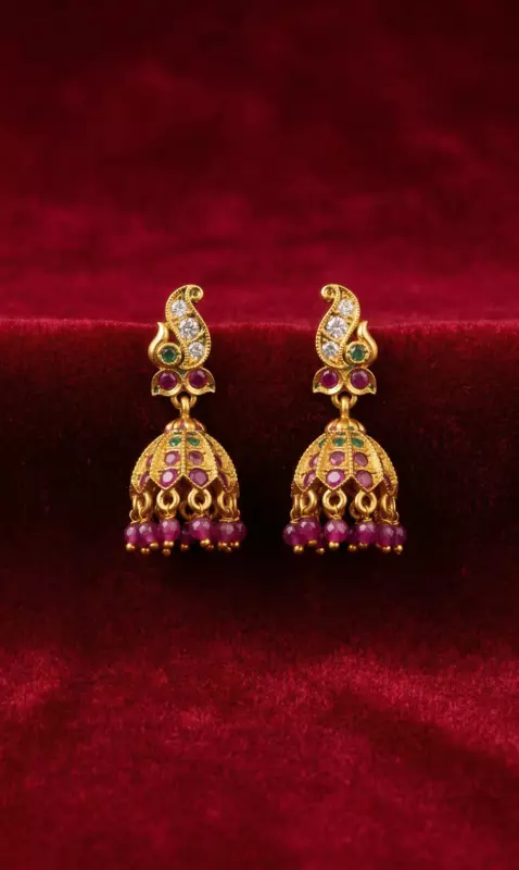 Multicolor CZ Jhumka Drop Earrings