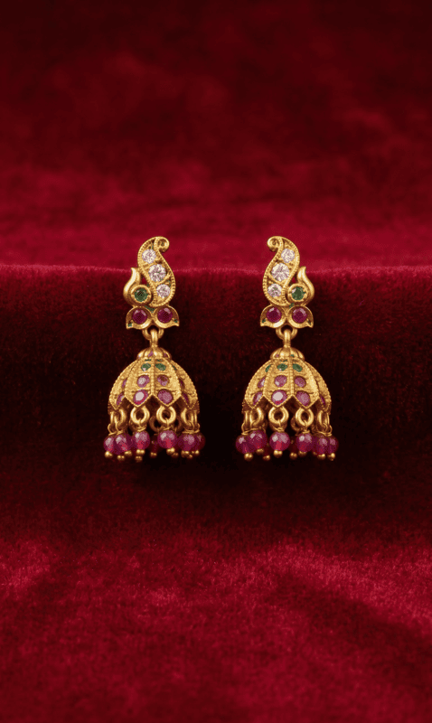 Multicolor CZ Jhumka Drop Earrings