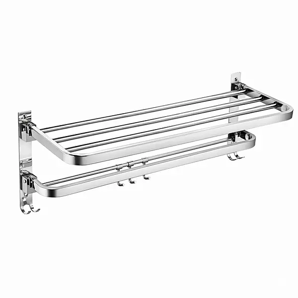 Dual Foldable Stainless Steel Towel Rack (24 Inches)