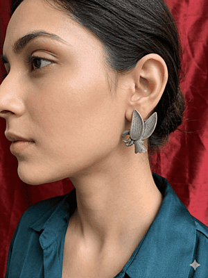 Majestic Soaring Eagle Oxidized Silver Statement Studs