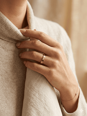 Gold Plated Diamond-Accented Screw Motif Band