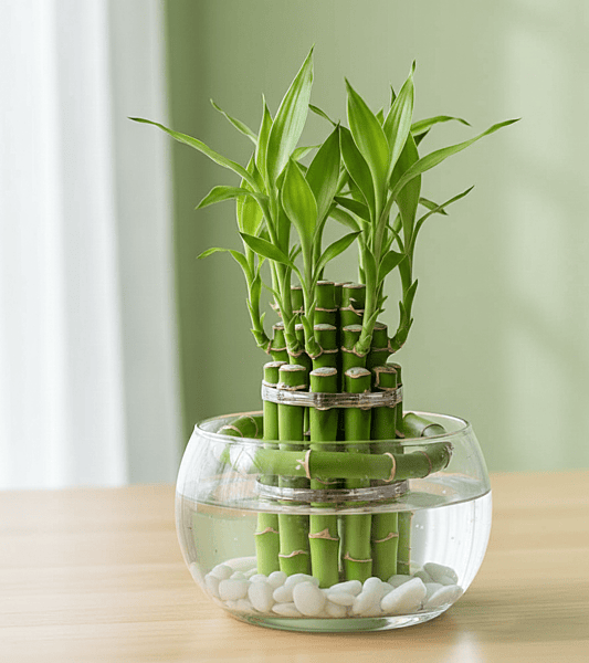Lucky Bamboo in 4 Inch glass bowl - 3 layers