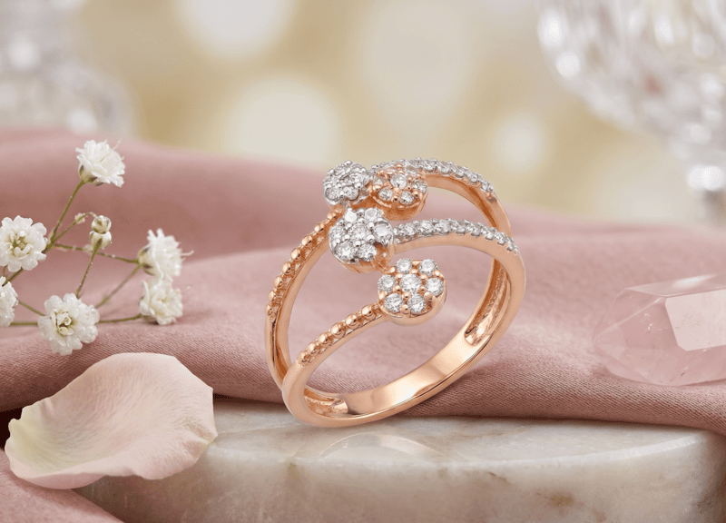 18 kt Celestial Bypass Rose Gold Ring