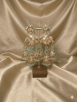 Mint Muse Triple Jhumka Drop Earrings Mint Muse Triple Jhumka Drop Earrings