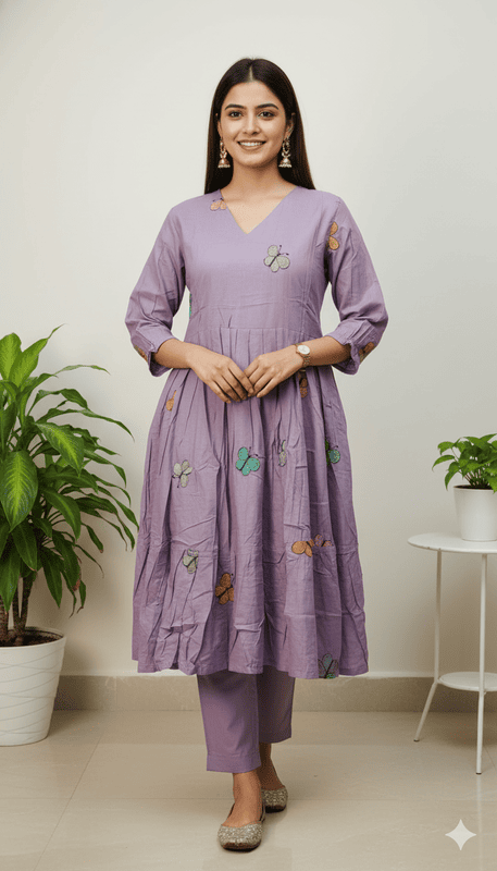 Mul Cotton Butterfly Frock Thistle