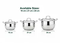 Granny Kitchen India Gold Triply Stainless Steel Casserole with Lid, Belly Shape Handi,