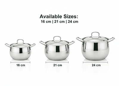 Granny Kitchen India Gold Triply Stainless Steel Casserole with Lid, Belly Shape Handi,