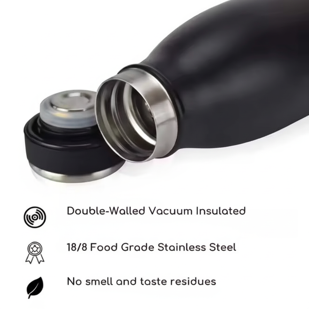 Milky Steel water Bottle - White