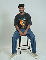 Good Bye, I Am Out – Black Acid Wash Oversized T-Shirt | Astronaut Graphic Streetwear Tee