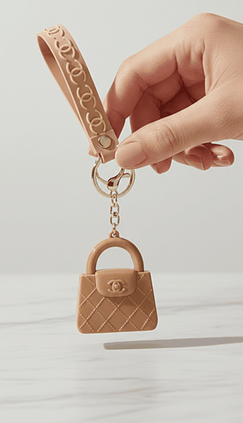 Mini Handbag Keychain with Designer - Inspired Strap ! Purse Charm for Bags & Keys