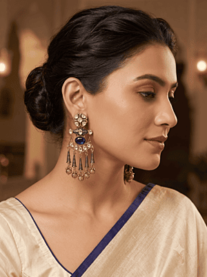 Maharaja Blue Enamel & Kundan Chandelier Earrings Maharaja Blue Enamel & Kundan Chandelier Earrings
