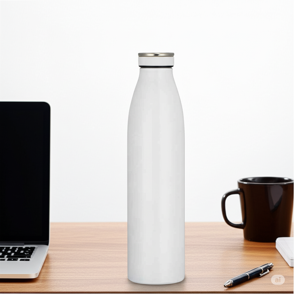 Milky Steel water Bottle - White