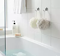 Set of 2 Mesh Bath Poufs / Loofahs with Hanging Rope
