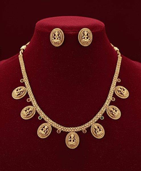 Traditional Lakshmi Coin Necklace Set