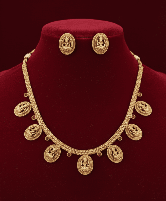 Traditional Lakshmi Coin Necklace Set