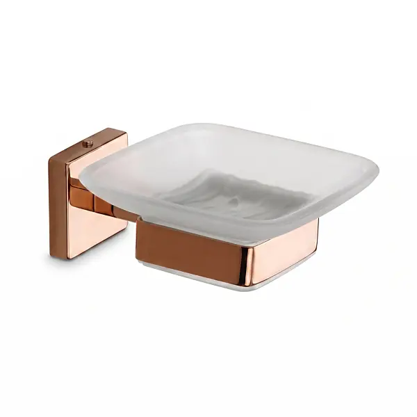 Glass Soap Dish Rose Gold PVD Coated