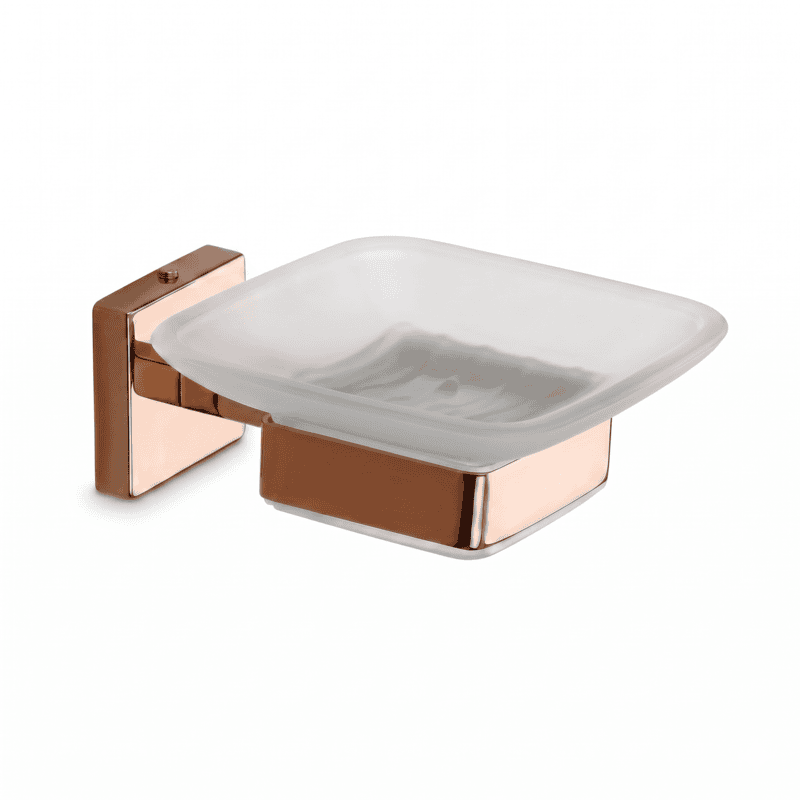 Glass Soap Dish Rose Gold PVD Coated
