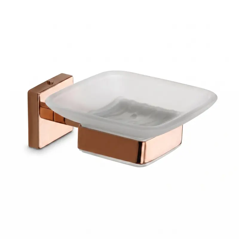 Glass Soap Dish Rose Gold PVD Coated