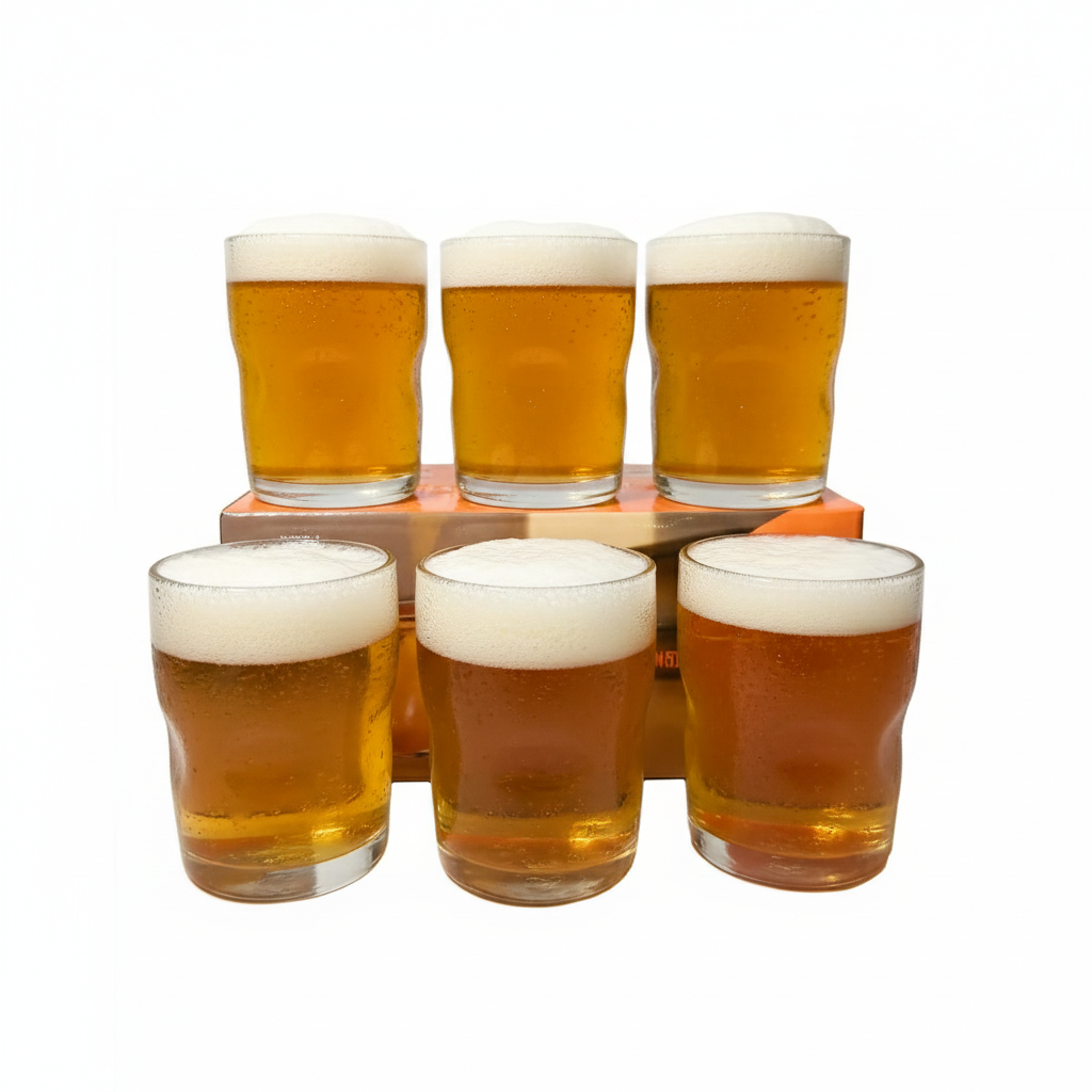 YERA PRIMA ZEST Short Curved Glass Tumblers (Set of 6 Pcs)