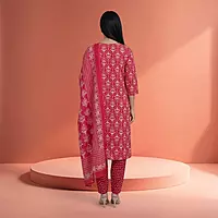 Cotton Printed Salwar Suit Set | Floral Print, 3-Piece Set