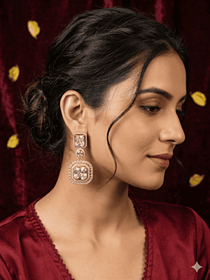 Elegant American Diamond Geometric Drop Earrings