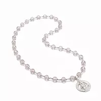 Sphatika Mala with Ayyappan (Iyyappan) Pendant – Pure Quartz Crystal Mala