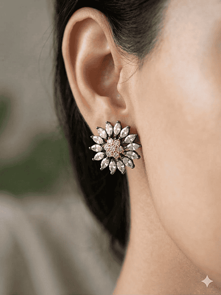 Radiant Sunburst Marquise Stud Earrings