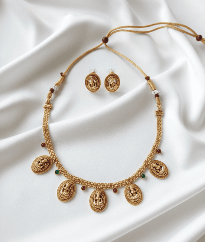 Traditional Lakshmi Coin Necklace Set