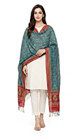Silk Blend Multicolour Dupatta | Floral Print, Tasselled Border