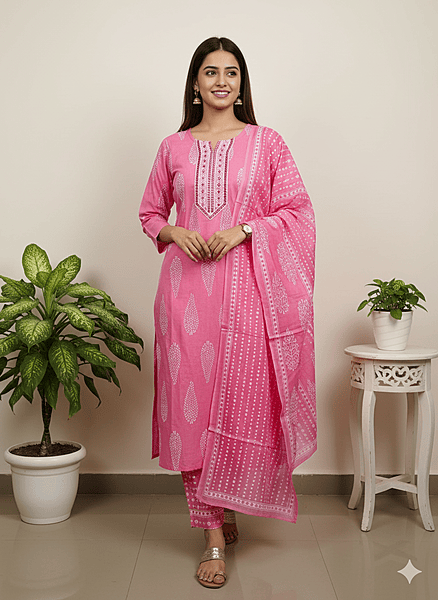 Cotton Three Piece Set Rose