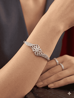 Elegant Floral Diamond Bangle
