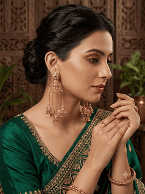 The Chand Jhumka - Traditional Multi-Tier Temple Earrings The Chand Jhumka - Traditional Multi-Tier Temple Earrings