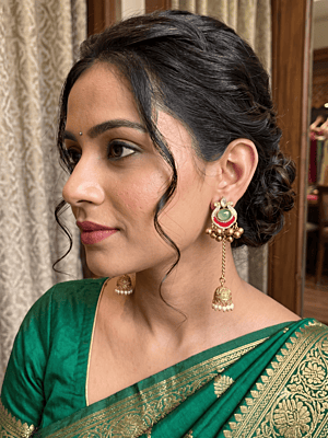 Antique Gold Meenakari Long Chain Jhumki Earrings