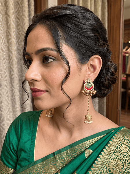 Antique Gold Meenakari Long Chain Jhumki Earrings Antique Gold Meenakari Long Chain Jhumki Earrings