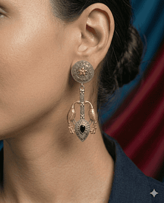 Majestic Peacock Dual-Tone Drop Earrings Majestic Peacock Dual-Tone Drop Earrings